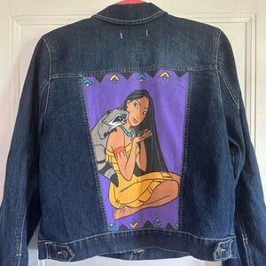 Pocahontas Denim Jean Jacket. OOAK Upcycled with Vintage Disney Bedsheets